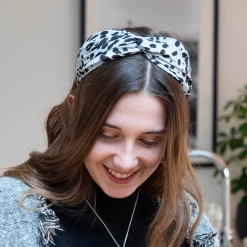 Mooch..... Peace Of Mind Pale Grey And Black Ink Spot Print Headband New Arrivals