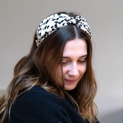 Mooch..... Peace Of Mind Cream And Black Ink Spot Print Headband New Arrivals