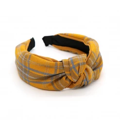 Mooch..... Peace Of Mind Yellow Mix Tartan Weave Headband