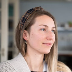 Mooch..... Peace Of Mind Navy Mix Tartan Weave Headband