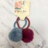Mooch..... New Arrivals Set Of Two Hair Elastics With Faux Fur Pom Poms - Blue/Burgundy