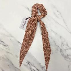 Mooch..... Hair Scrunchie With Tails - Rust/Cream