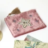Mooch..... Pink Velvet Tassel Zip Purse With Embellished Star