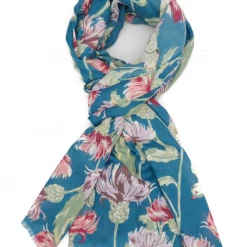 Mooch..... Thistle And Bird Scarf Teal Scarves, Gloves & Headbands