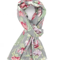 Mooch..... Thistle And Bird Scarf Pale Grey Scarves, Gloves & Headbands
