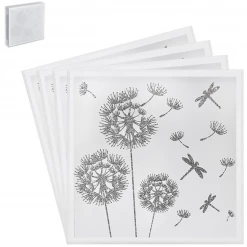 Mooch..... New Arrivals Set Of Glass Dandelions & Dragonflies Coasters