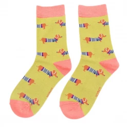 Mooch-andover Miss Sparrow Bamboo Ladies Socks - Parisian Pups Olive