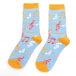 Mooch-andover Miss Sparrow Bamboo Ladies Socks - Music Notes Powder Blue