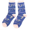 Mooch-andover Miss Sparrow Bamboo Ladies Socks - Music Notes Denim Blue