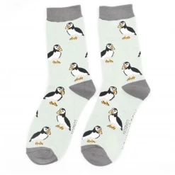 Mooch-andover Miss Sparrow Bamboo Ladies Socks - Cute Puffins Duck Egg