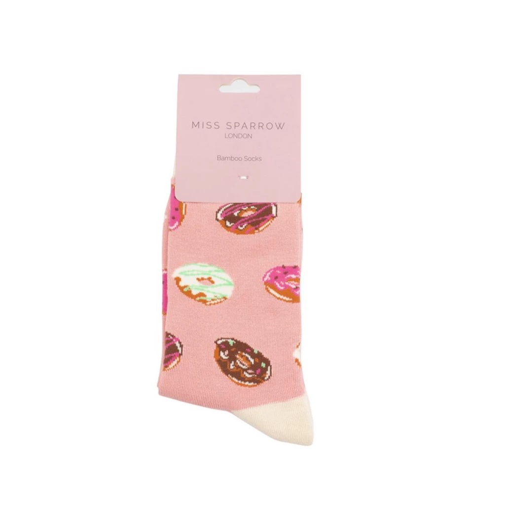 Mooch-andover Miss Sparrow Bamboo Ladies Socks - Doughnuts Dusky Pink Mooch-andover Miss Sparrow Bamboo Ladies Socks - Doughnuts Dusky Pink