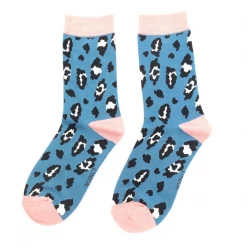 Mooch-andover Miss Sparrow Bamboo Ladies Socks -Leopard Spot Denim