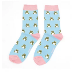 Mooch-andover Miss Sparrow Bamboo Ladies Socks -Frogs Light Blue