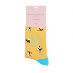 Mooch-andover Miss Sparrow Bamboo Ladies Socks - Bee-utiful Yellow