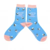 Mooch-andover Miss Sparrow Bamboo Ladies Socks - Bee-utiful Sky Blue