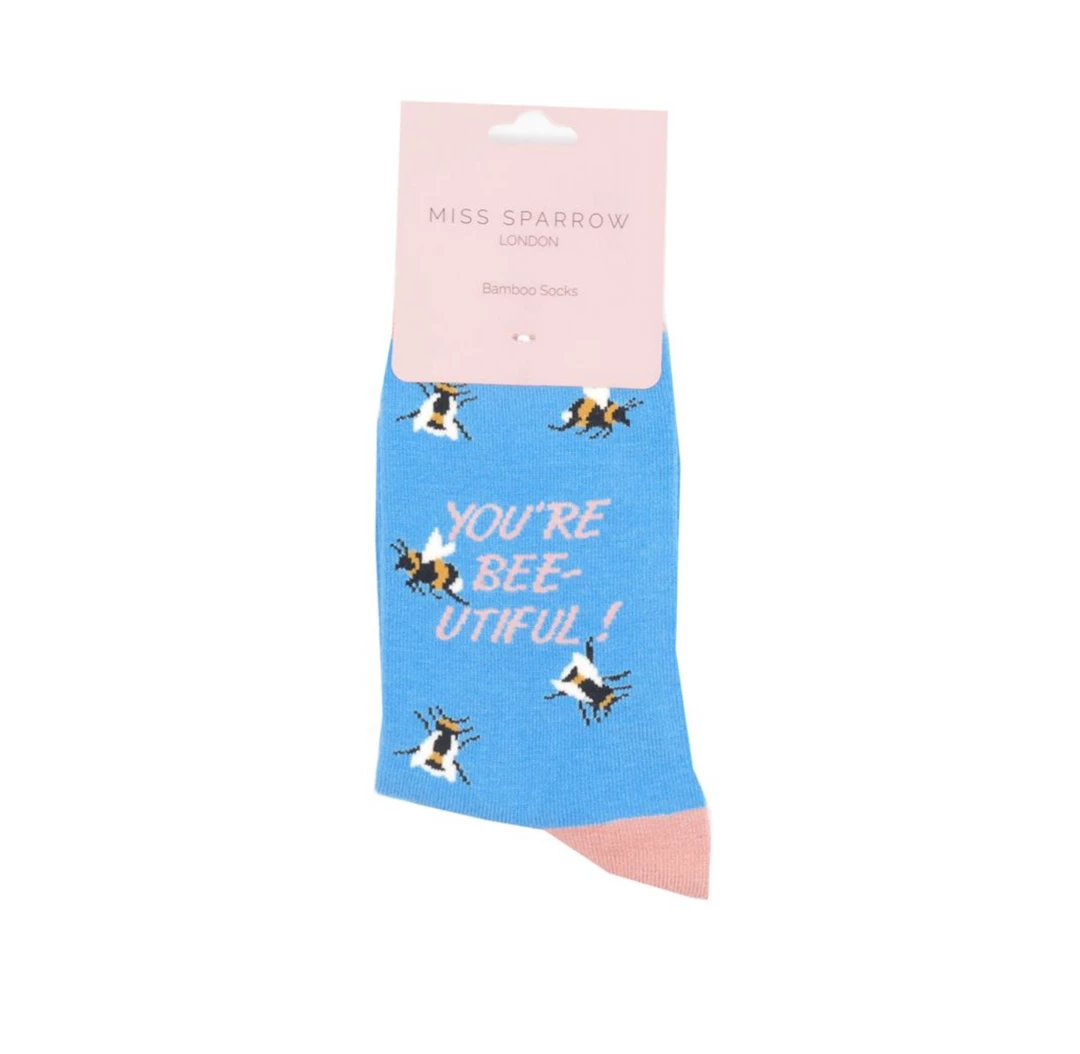 Mooch-andover Miss Sparrow Bamboo Ladies Socks - Bee-utiful Sky Blue Mooch-andover Miss Sparrow Bamboo Ladies Socks - Bee-utiful Sky Blue