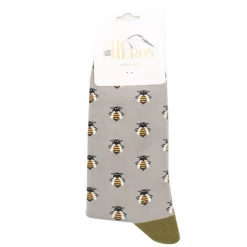 Mooch-andover Mr Heron Bamboo Mens Socks - Honey Bees Grey