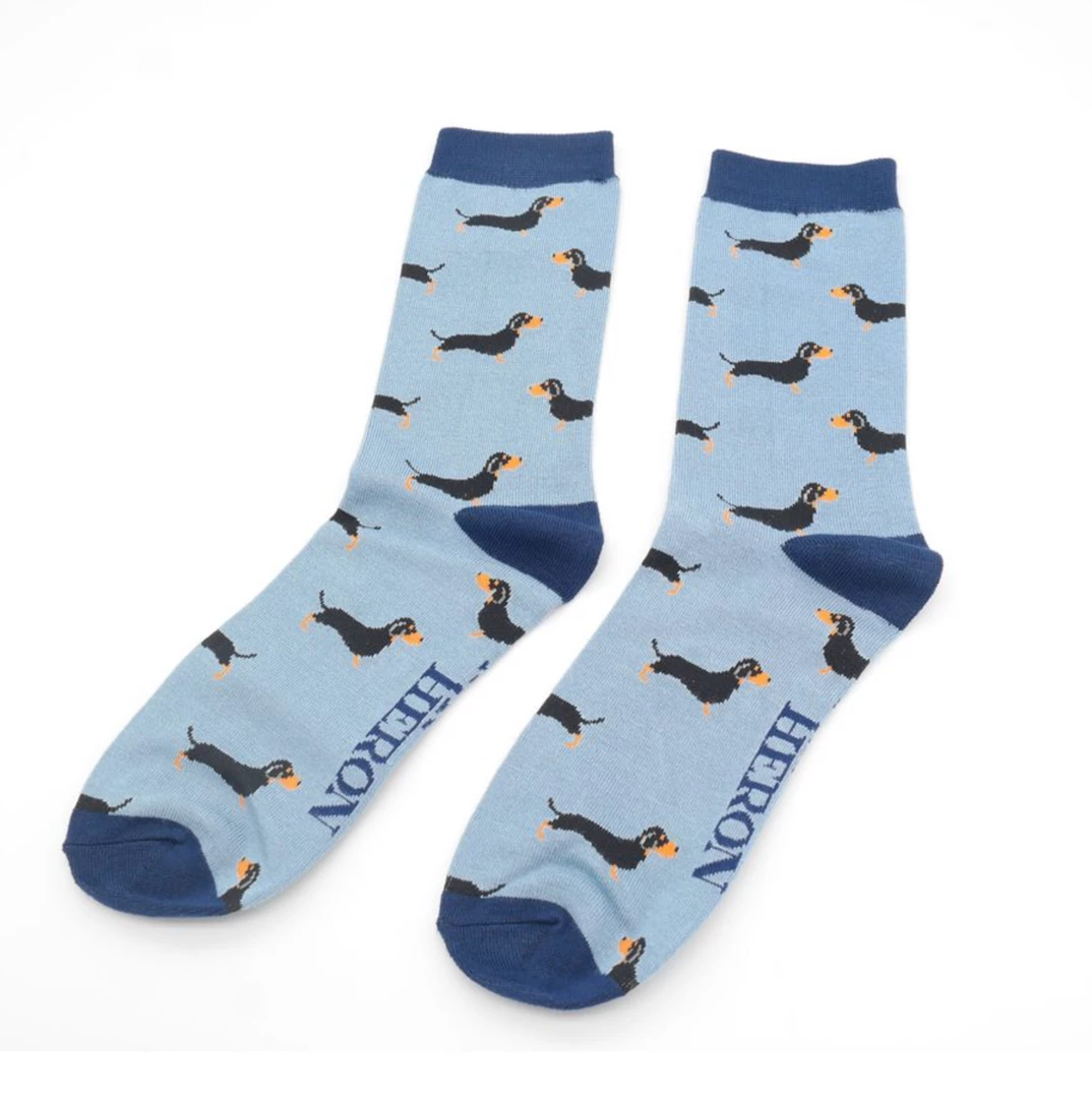 Mooch-andover Mr Heron Bamboo Mens Socks - Little Sausage Dogs Denim Mooch-andover Mr Heron Bamboo Mens Socks - Little Sausage Dogs Denim