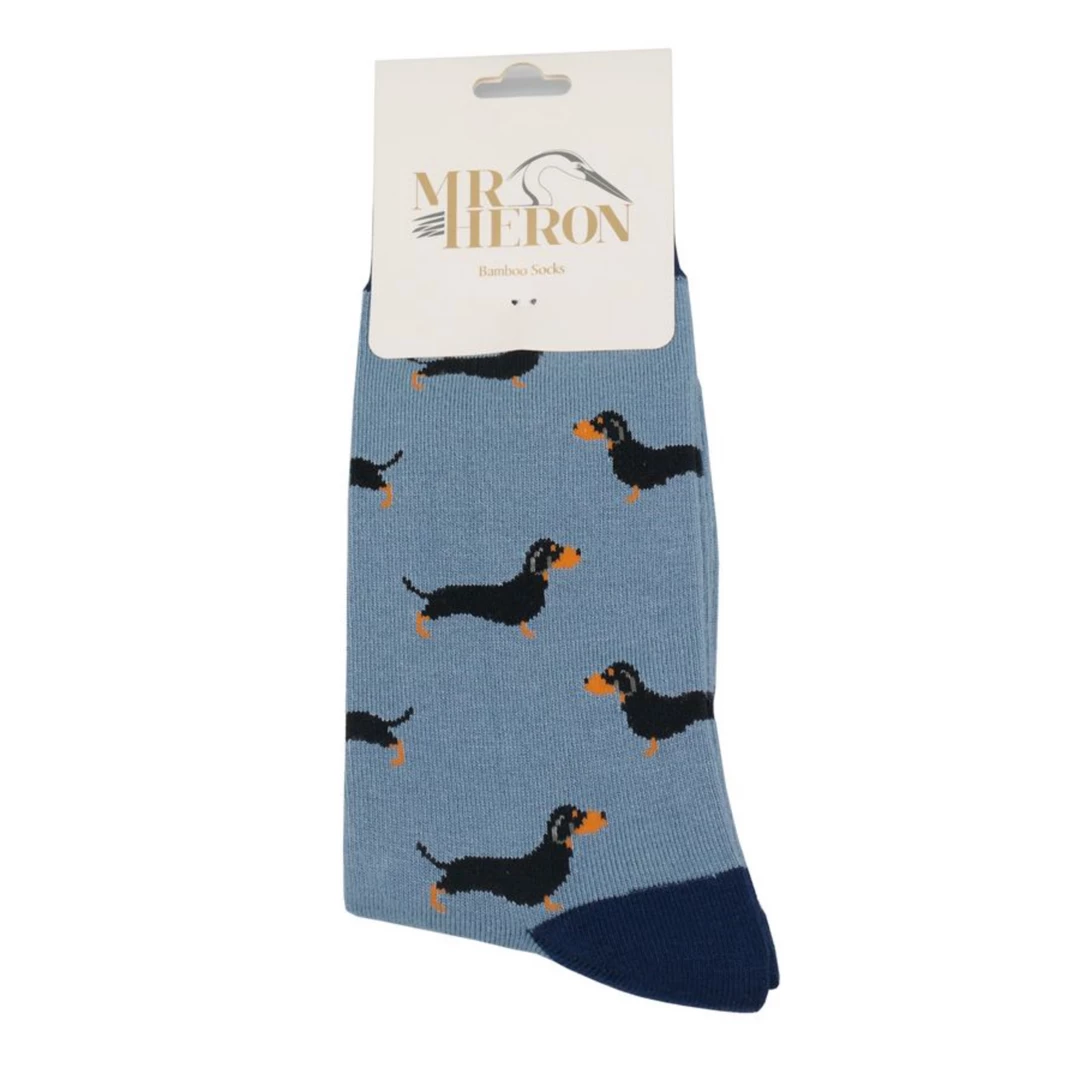 Mooch-andover Mr Heron Bamboo Mens Socks - Little Sausage Dogs Denim Mooch-andover Mr Heron Bamboo Mens Socks - Little Sausage Dogs Denim