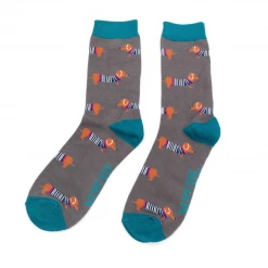 Mooch-andover Mr Heron Socks - Parisian Pups Charcoal