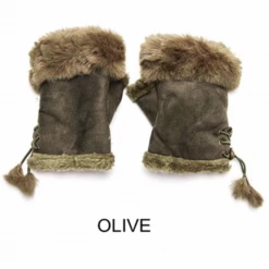 Mooch..... Fingerless Gloves With Faux Fur Cuff