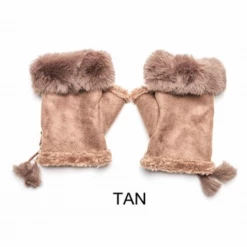 Mooch..... Fingerless Gloves With Faux Fur Cuff