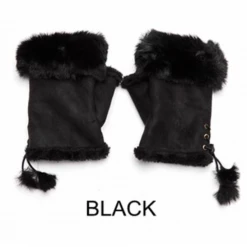 Mooch..... Fingerless Gloves With Faux Fur Cuff