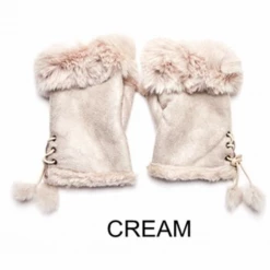 Mooch..... Fingerless Gloves With Faux Fur Cuff