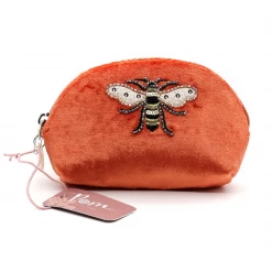 Mooch..... New Arrivals Velvet D Shaped Purse With Embroidered Bee