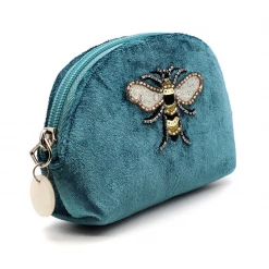 Mooch..... New Arrivals Velvet D Shaped Purse With Embroidered Bee
