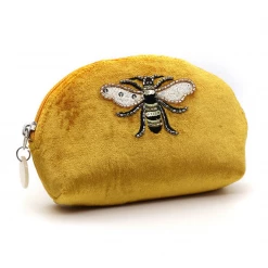 Mooch..... New Arrivals Velvet D Shaped Purse With Embroidered Bee