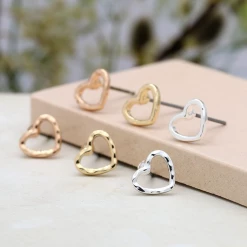Mooch..... Gifts For Teachers Peace Of Mind Triple Heart Stud Earring Set In Mixed Metallic