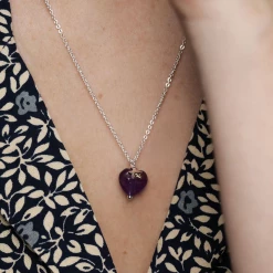 Mooch..... Peace Of Mind Silver Plated Star And Amethyst Heart Necklace Jewellery
