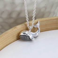 Mooch..... Peace Of Mind Silver Plated And Grey Enamel Whale Necklace Gifts For Teachers