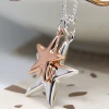 Mooch..... Jewellery Peace Of Mind Silver Plated And Rose Gold Double Star Necklace