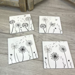 Mooch..... New Arrivals Set Of 4 Ceramic Dandelion Coasters