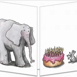 Mooch..... Sophie Turrel Folding Greetings Card - Elephant, Mouse & Cake CT32