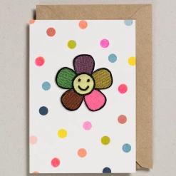 Mooch..... Greetings Cards Iron On Patch Card Happy Flower
