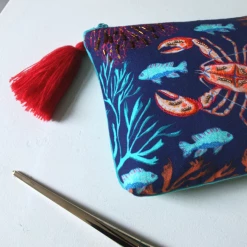 Mooch..... House Of Disaster Embroidered Lobster Make Up Bag New Arrivals