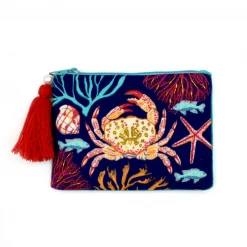 Mooch..... House Of Disaster Cotton Embroidered Crab Coin Purse 4 Mooch..... House Of Disaster Cotton Embroidered Crab Coin Purse