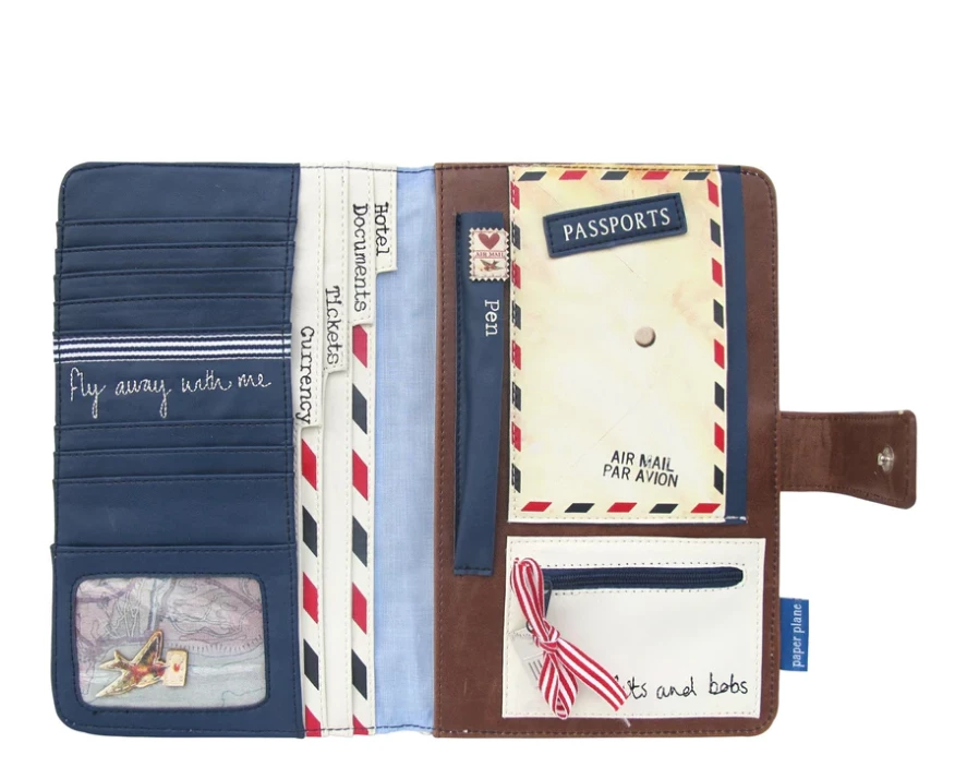 Mooch..... House Of Disaster Paper Plane Cream Travel Wallet Mooch..... House Of Disaster Paper Plane Cream Travel Wallet